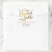 Heaven Sent Gold Glitzer Baby Dusche Gefallen Runder Aufkleber (Tasche)
