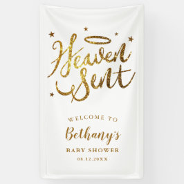 Heaven Sent Gold Halo Baby Dusche Banner
