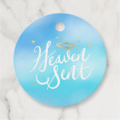 Heaven Sent Gold Halo Baby Dusche blau Geschenkanhänger (Vorderseite)