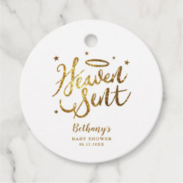 Heaven Sent Gold Halo Baby Dusche Gold Glitzer Geschenkanhänger