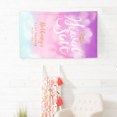 Heaven Sent Gold Halo Baby Dusche Rosa Banner (Insitu)