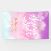 Heaven Sent Gold Halo Baby Dusche Rosa Banner (Horizontal)