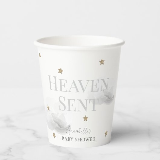 Heaven Sent Gray Cloud Gender-neutrale Baby-Dusche Pappbecher (Vorderseite)