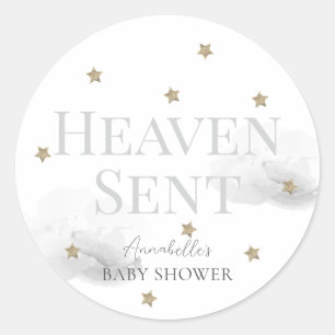 Heaven Sent Gray Cloud Gender-neutrale Baby-Dusche Runder Aufkleber