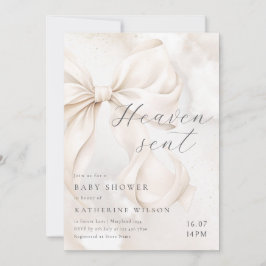 Heaven Sent Neutral Bow Baby Shower Invitation Einladung