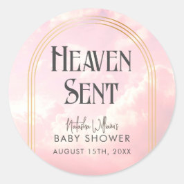 Heaven Sent Pastel Pink Clouds Babydusche Aufklebe Runder Aufkleber