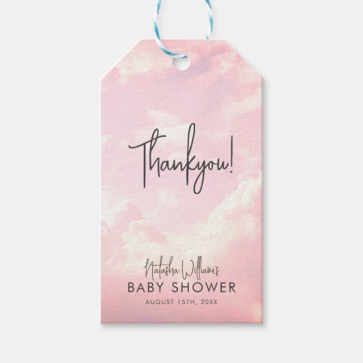 Heaven Sent Pastel Pink Clouds Kinderdusche Geschenkanhänger (Vorderseite)