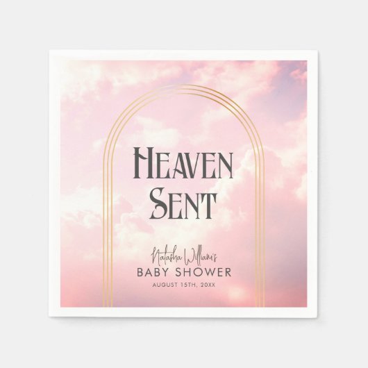 Heaven Sent Pastel Pink Wolken Sky Baby Dusche Serviette (Vorderseite)