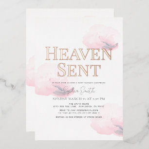 Heaven Sent Pink Cloud Girl Babydusche Folieneinladung
