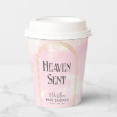 Heaven Sent Pink Cloudy Boho Arch Baby Dusche Pappbecher (Vorderseite)