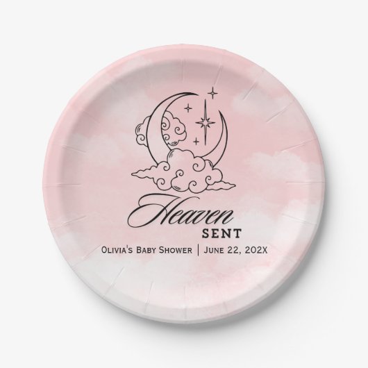 Heaven Sent Pink Moon Stars Kinderdusche Pappteller (Vorderseite)