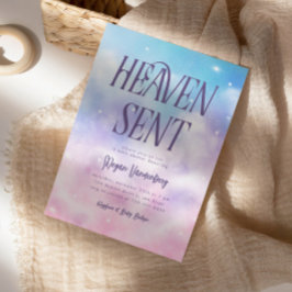 Heaven Sent Pink Sky Baby Dusche Einladung