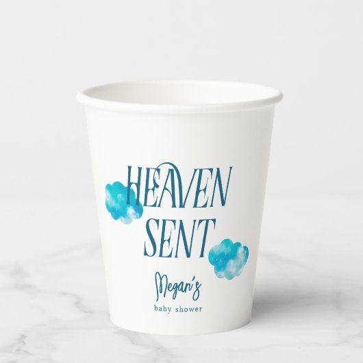 Heaven Sent Religious Boy Baby Shower Pappbecher (Vorderseite)