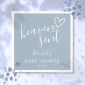 Heaven Sent Script Dusty Blue Boy Baby Dusche Serviette