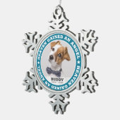 Heaven Zitat Modernes Foto Beileid halten Schneeflocken Zinn-Ornament (Rechts)