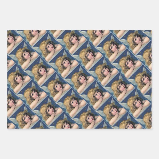 Heavenly angel daydreaming on a cloud in the sky geschenkpapier set (Vorderseite 3)