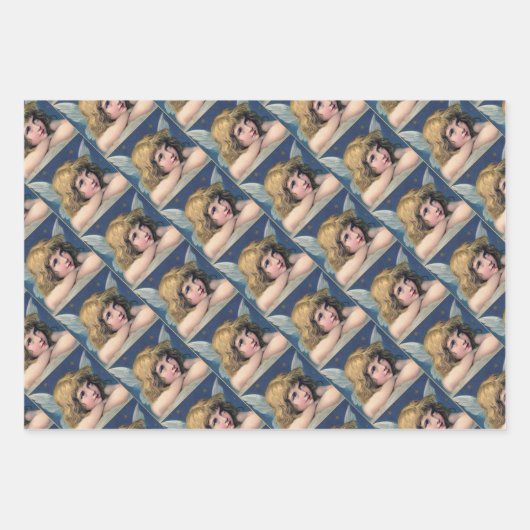 Heavenly angel daydreaming on a cloud in the sky geschenkpapier set (Vorderseite)