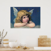 Heavenly angel daydreaming on a cloud in the sky poster (Küche)