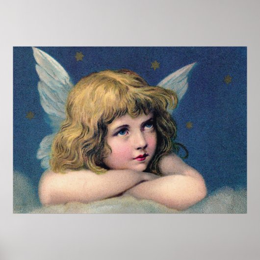 Heavenly angel daydreaming on a cloud in the sky poster (Vorne)