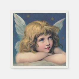 Heavenly angel daydreaming on a cloud in the sky serviette
