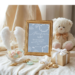 Heavenly baby shower blue Pacifier Hunt game Einladung