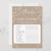 Heavenly Beige Baby Word Scramble Game Einladung (Vorderseite)
