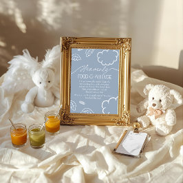 Heavenly Blue Baby Food Challenge Game Sign Einladung