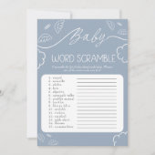 Heavenly Blue Baby Word Scramble Game Einladung (Vorderseite)