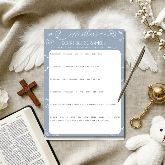 Heavenly Blue Mother's Scripture Scramble Game Einladung