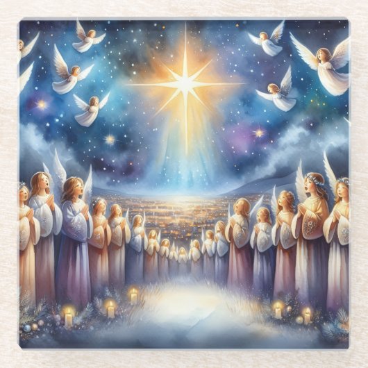 Heavenly Choir Under Star of Bethlehem Glasuntersetzer (Vorderseite)
