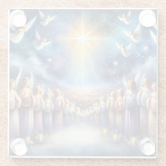 Heavenly Choir Under Star of Bethlehem Glasuntersetzer (Rückseite)