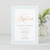 Heavenly Grace Baptism Invitation (Blue) Einladung (Stehend Vorderseite)