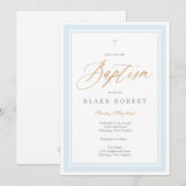 Heavenly Grace Baptism Invitation (Blue) Einladung (Vorne/Hinten)