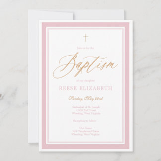 Heavenly Grace Baptism Invitation (Pink) Einladung