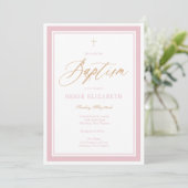 Heavenly Grace Baptism Invitation (Pink) Einladung (Stehend Vorderseite)