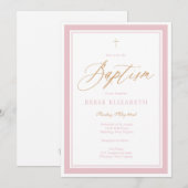 Heavenly Grace Baptism Invitation (Pink) Einladung (Vorne/Hinten)