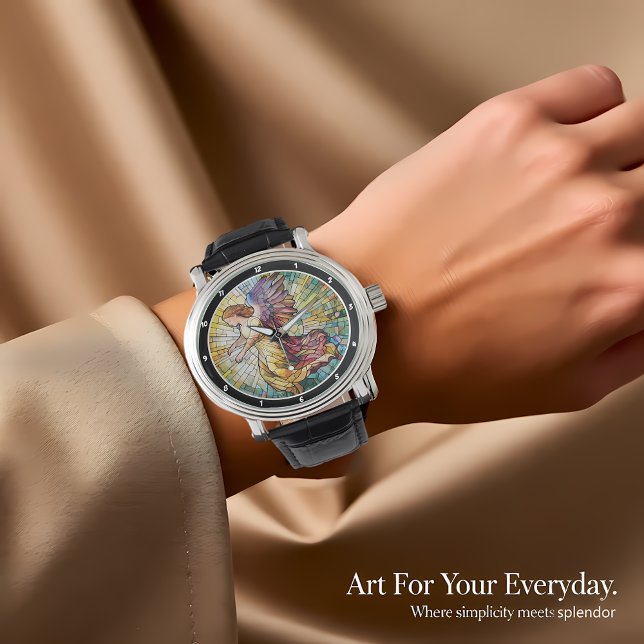 Heavenly Grace Time Stained Glass Angel Wall Armbanduhr (Von Creator hochgeladen)