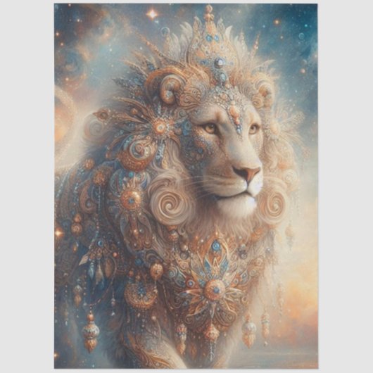 Heavenly Lion with Beaded Details Craft Decoupage Seidenpapier (Vorderseite)