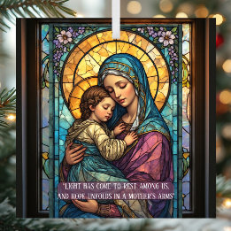 Heavenly Madonna & Child Catholic Christmas Quote Ornament Aus Glas