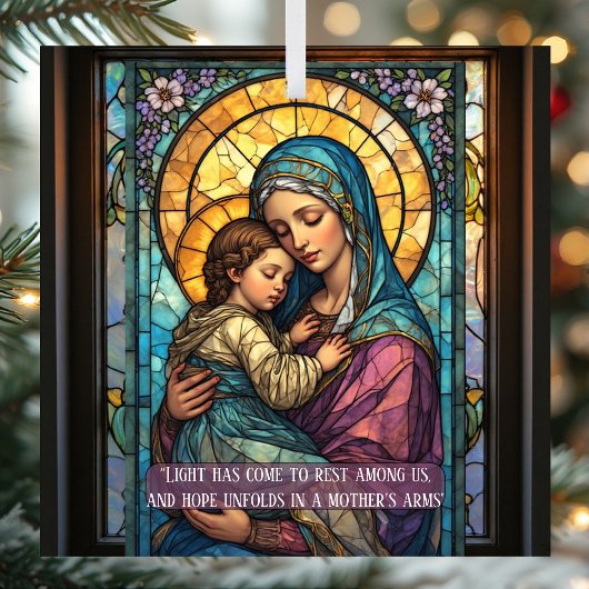 Heavenly Madonna & Child Catholic Christmas Quote Ornament Aus Glas