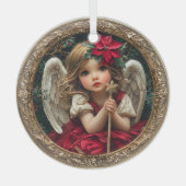 Heavenly Messenger with Star Wand and Poinsettia Ornament Aus Glas (Vorderseite)