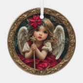 Heavenly Messenger with Star Wand and Poinsettia Ornament Aus Glas (Rückseite)
