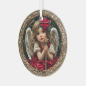 Heavenly Messenger with Star Wand and Poinsettia Ornament Aus Glas (Vorderseite links)