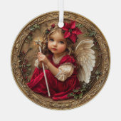 Heavenly Messenger with Star Wand and Poinsettia Ornament Aus Glas (Rückseite)