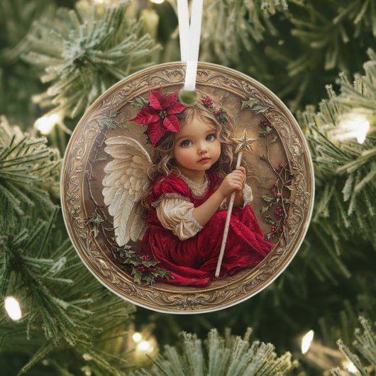 Heavenly Messenger with Star Wand and Poinsettia Ornament Aus Glas (InSitu)