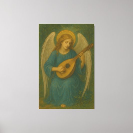 Heavenly Music Angel – Golden Halo Harp-Lute Guard Leinwanddruck (Vorderseite)