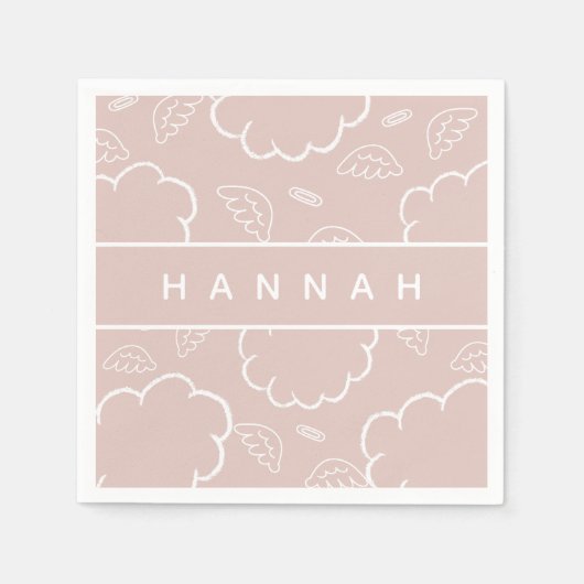 Heavenly Personalized Angel Halo Cloud Pink Serviette (Vorderseite)