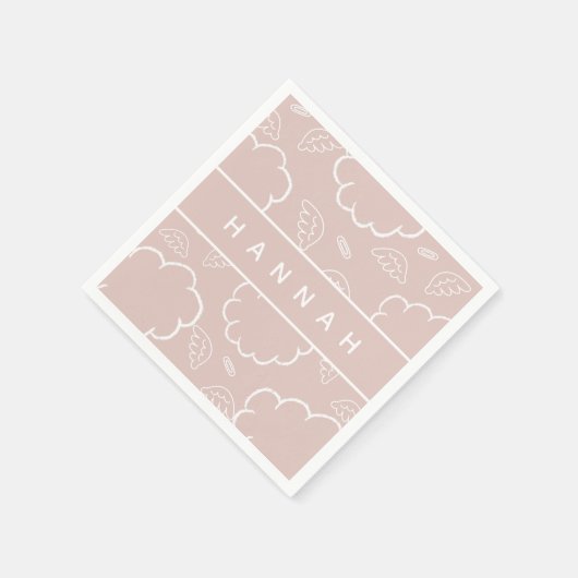 Heavenly Personalized Angel Halo Cloud Pink Serviette (Ecke)