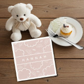 Heavenly Personalized Angel Halo Cloud Pink Serviette