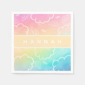Heavenly Personalized Name Halo Cloud Rainbow Serviette (Vorderseite)